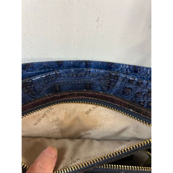 Brahmin Blue Green Croc crossbody 24\